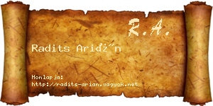 Radits Arián névjegykártya